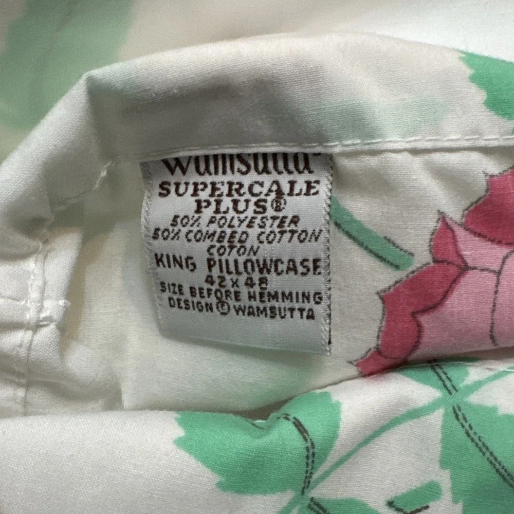 Vintage 70s Wamsutta Pillowcase KING Size Christian Dior Rose Pattern Supercale